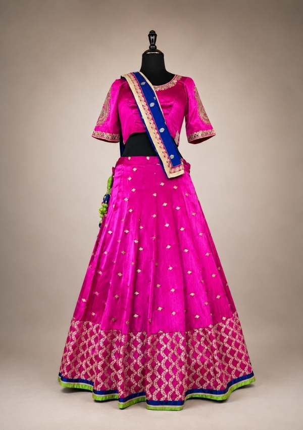 Pink Silk Lehenga Set